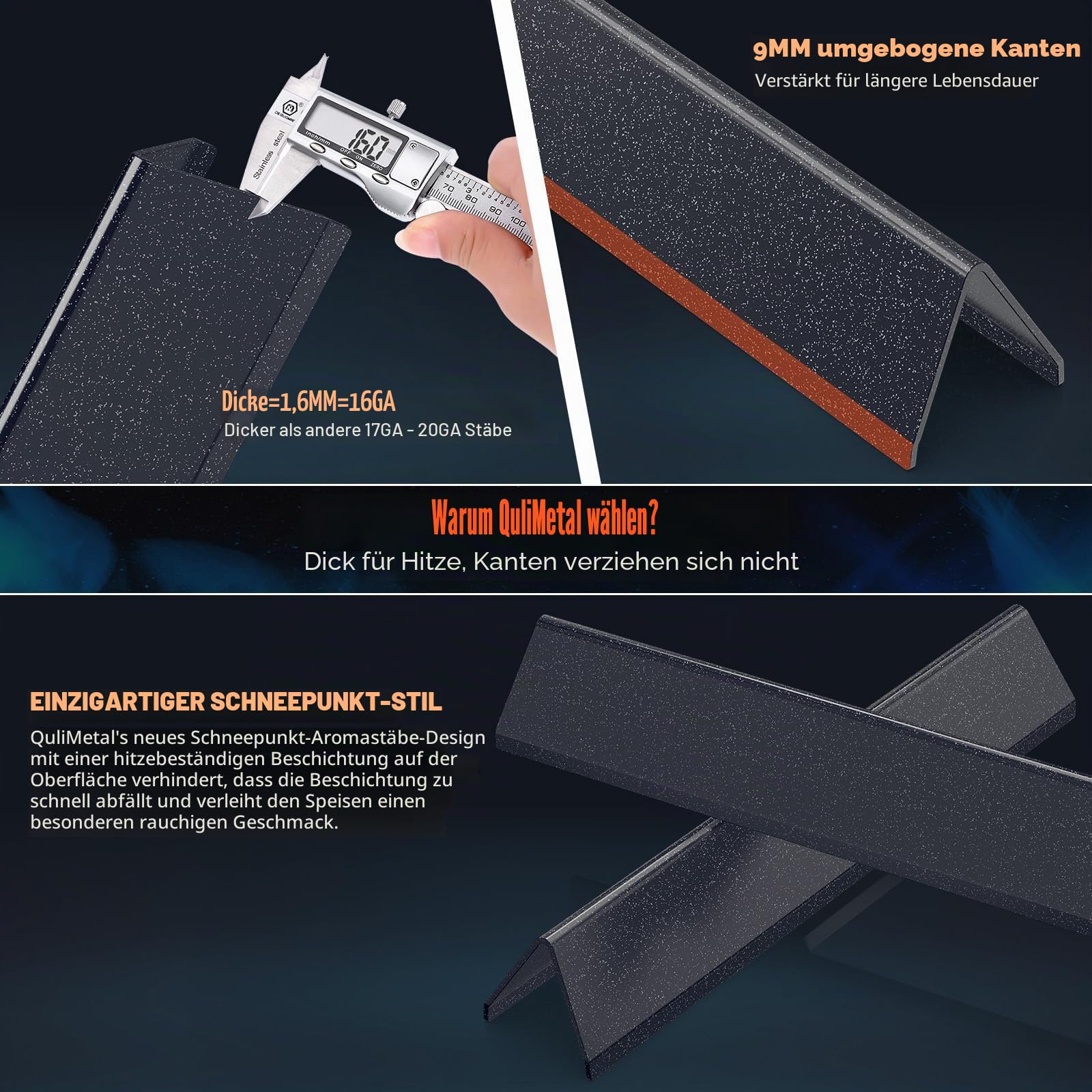 QuliMetal 44,5 cm Grillroste und 38,9 cm Aromaschienen für Weber Spirit 300 und GS4 Spirit II 300, passend für Spirit E-310, E-315 mit Frontbedienung, Ersatz für Weber 7639, 7636
