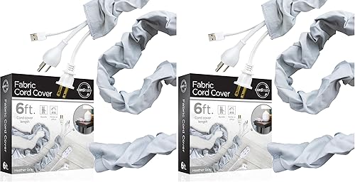 Miniatura 9 de Cordinate Cubierta de tela para cables, 6 pies, oculta cables, ideal para lámparas, luminarias y escritorios, gestión de cables, fácil instalación,