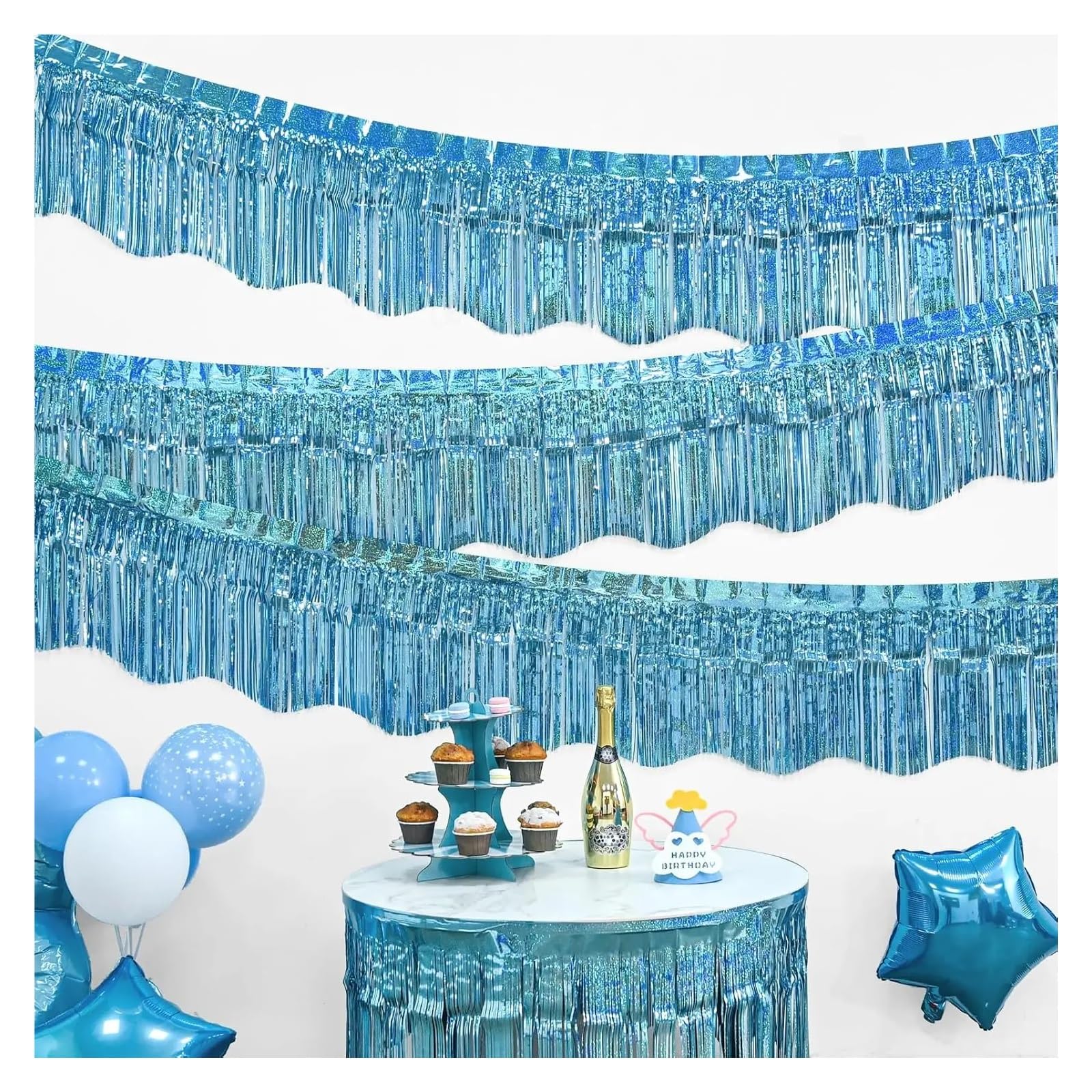 Cortinas decorativas con flecos 6 piezas de flecos aluminio ondulados