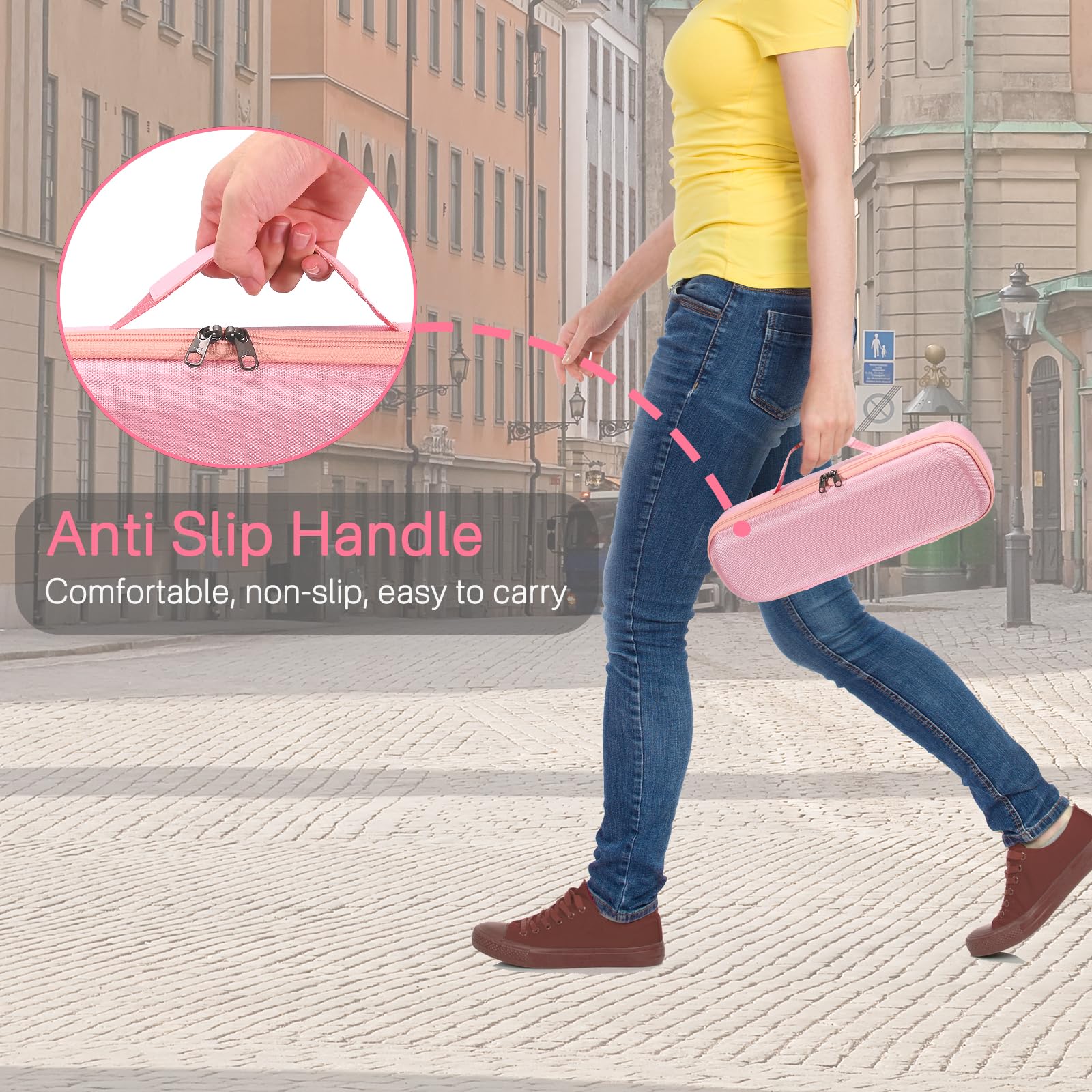 RAIACE Étui de Rangement Rigide pour Dyson Airstrait - Rose