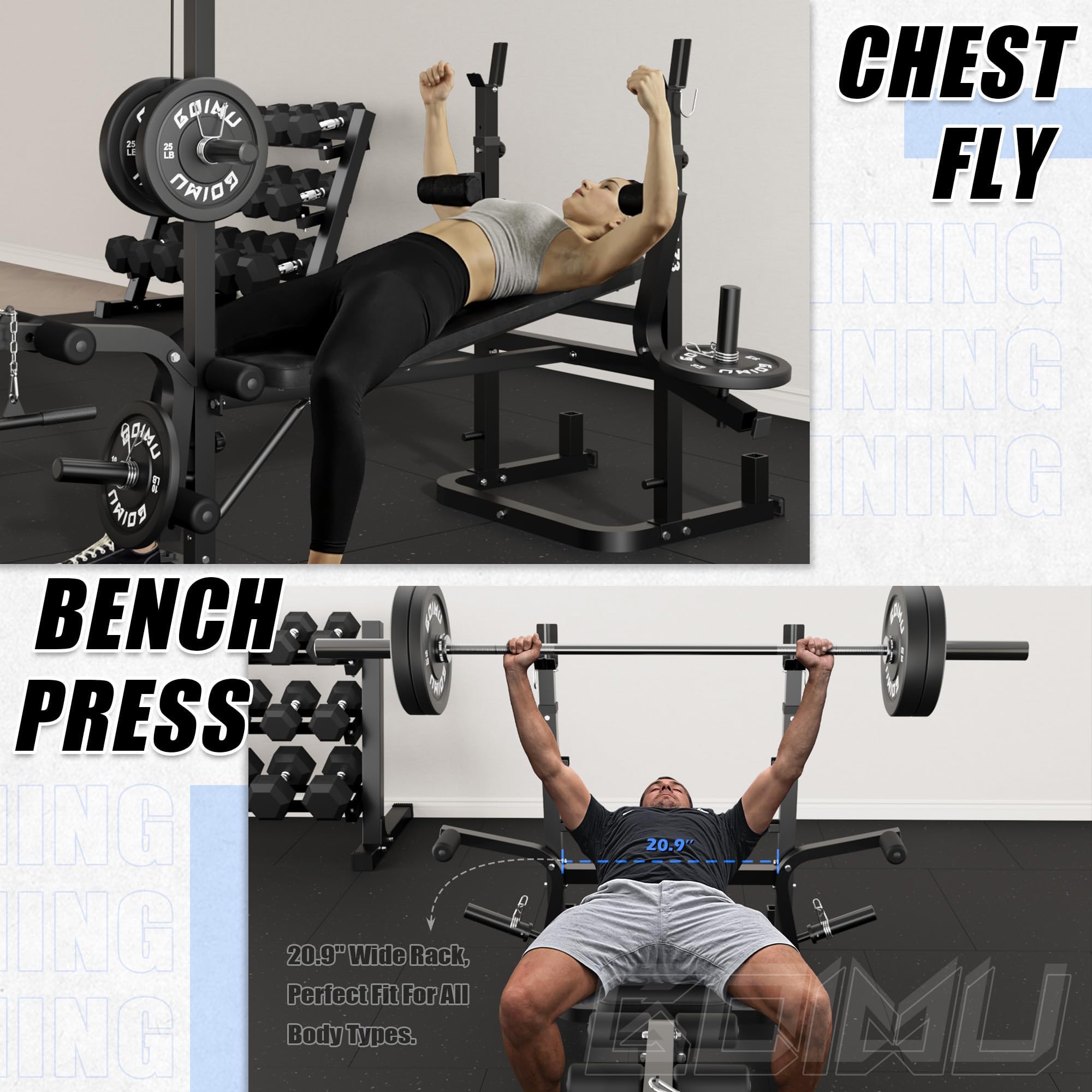 ウエイトトレーニング Bench press Goimu Z3 Olympic Weight Bench Set with Leg Extension and Leg Curl