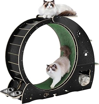 Cat Exercise Wheel - Large 48" Indoor Cat Running Wheel with Scratching Pad & Rest Area, TPE Silent Spinner Wheel for Cats, Fun Activity Center for Indoor Cats to Prevent Boredom & Obesity