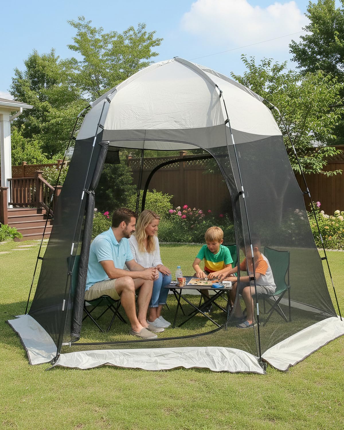 Abahub Screen House Tent for 4 Person, 9.2x9.2x6.6 ft, Portable Screen Room Gazebo, Manual Setup Mosquito Tent Canopy, Camping Backyard Patio, Breathable High-Density Mesh, Full Enclosure Protection