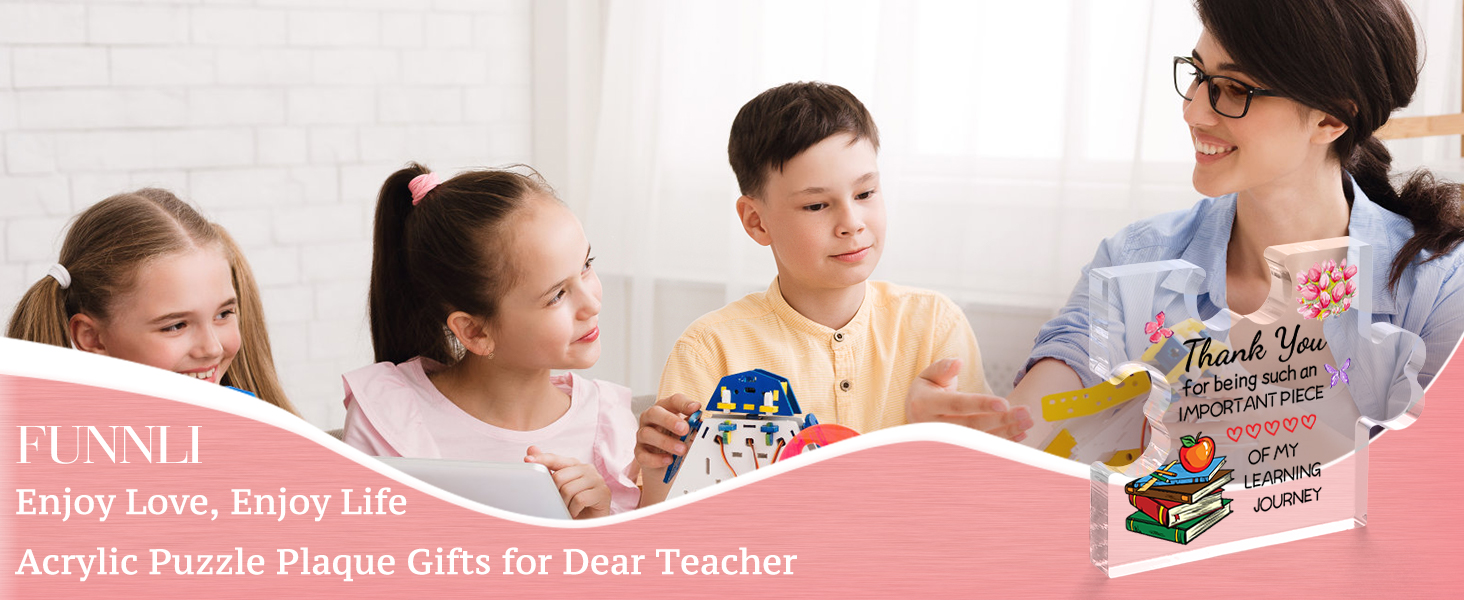 Funnli Teacher Gifts, Teacher Appreciation Gifts Acrylic Plaque, Appreciation Valentines Day Christmas Thank You Graduation Gifts for Women Teacher Principal Classmate Study Partner Roommate