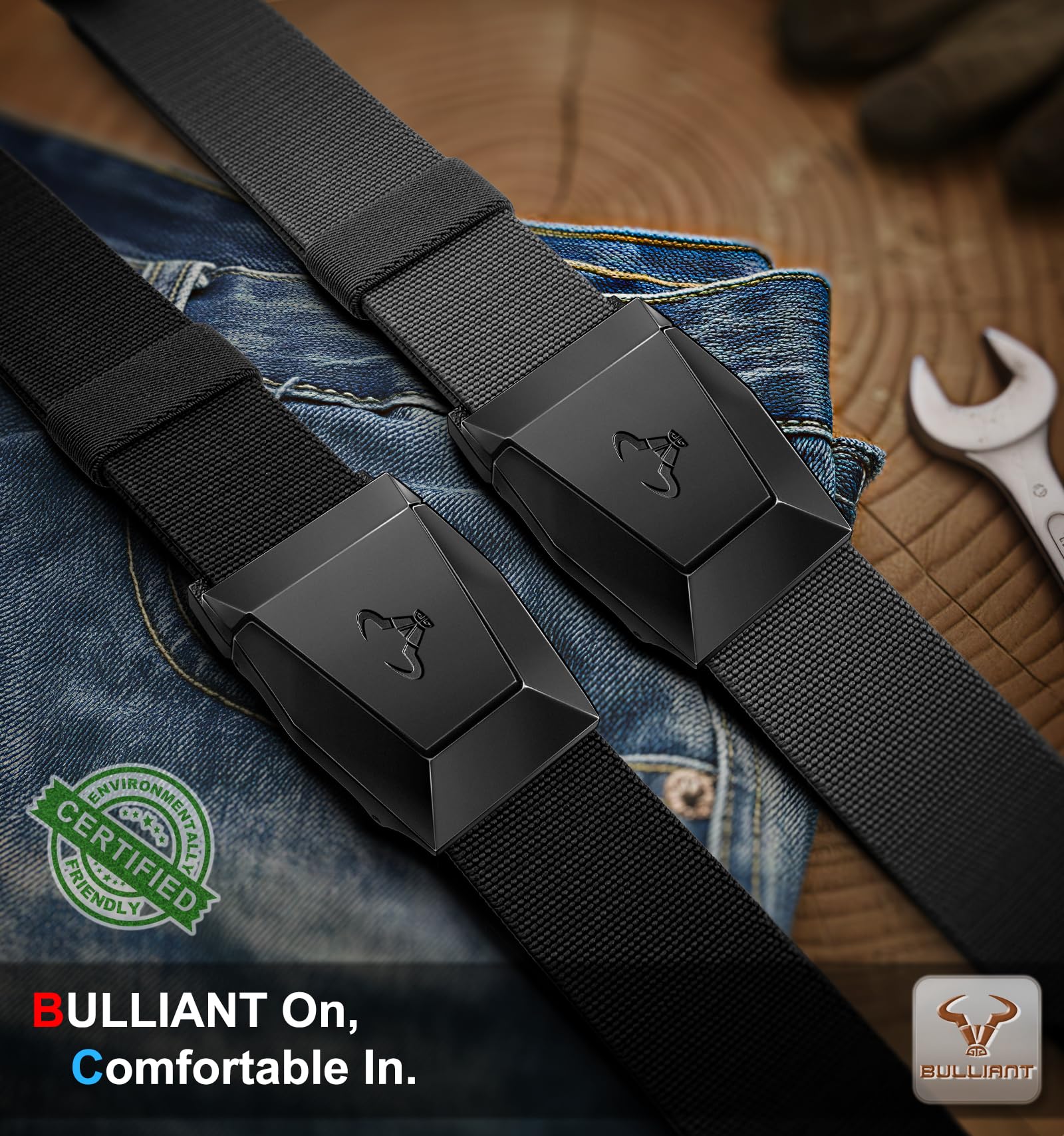 BULLIANT Men Belt 2 Pack,Nylon Web Holster Belt Stretch for Gift Men Outdoor Work Sports Hunting Hiking,Quick Release