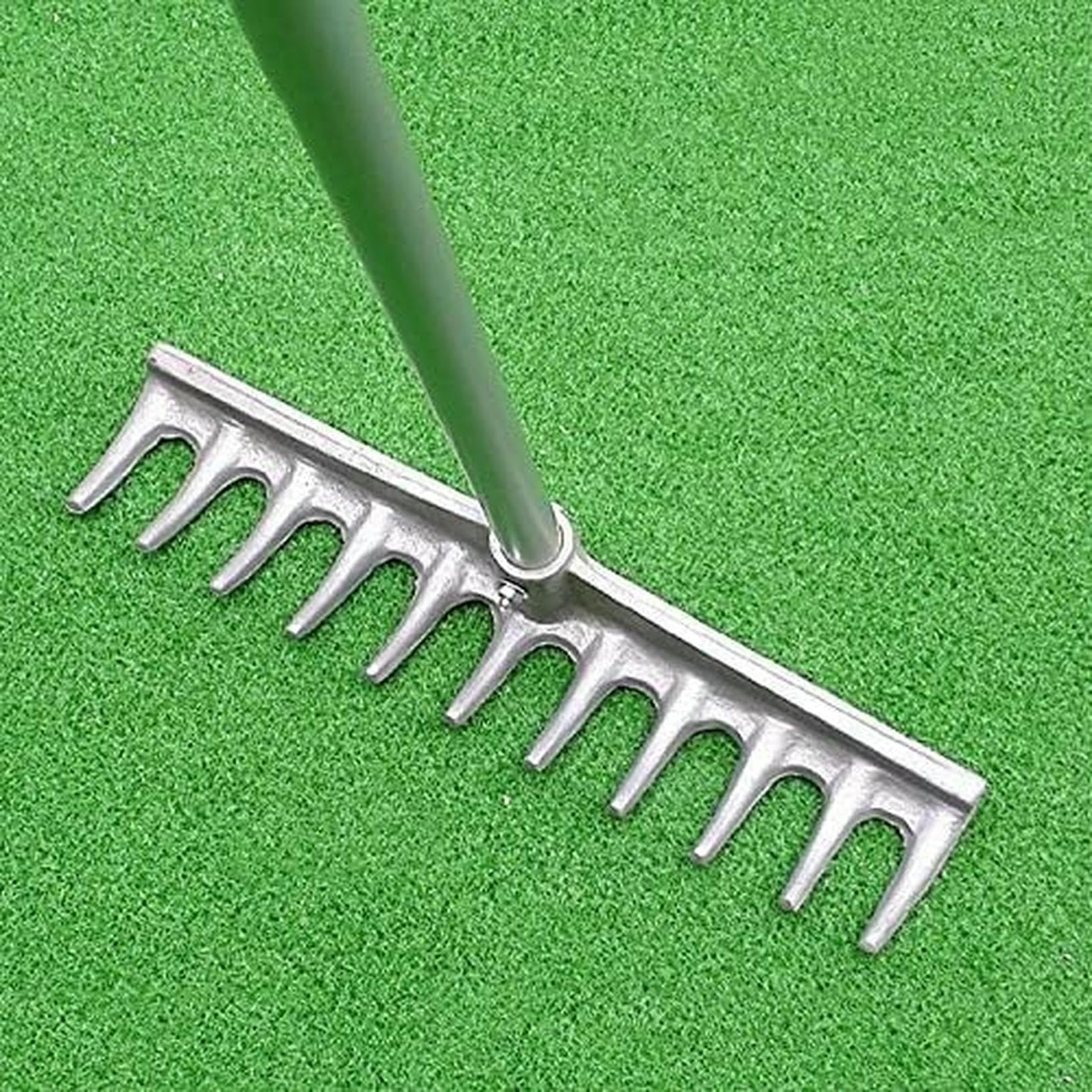 Grabie do piasku golfowego, całkowicie aluminiowe narzędzie do grabi golfowych do pułapek piaskowych plażowych, lekkie i trwałe, skok wzwyż 2 w 1 i płaska konstrukcja