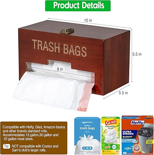 Miniatura 3 de Dispensador de bolsas de basura Dispensador de bolsas de basura montado en la pared Soporte de rollo para encimera, almacenamiento y organización