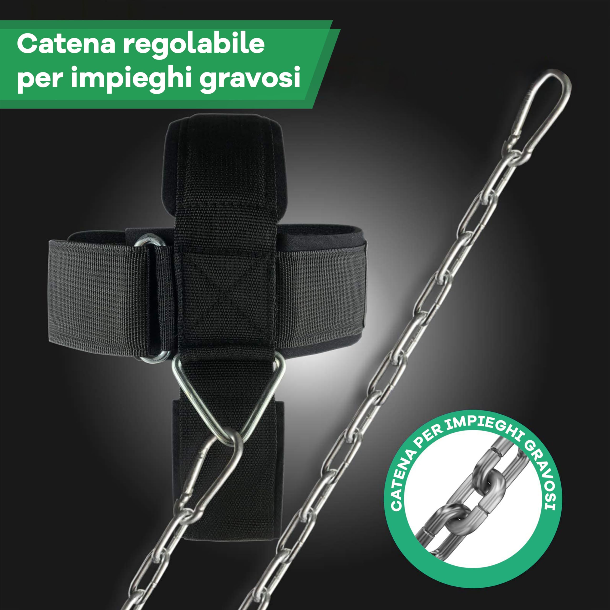 NetroxSports® - Allenatore del collo per rafforzare la zona del collo e del collo - Fasce per il collo regolabili e catena in acciaio da 80 cm - per bodybuilding, sollevamento pesi, boxe e sport da