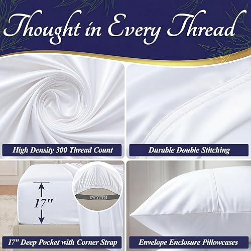 Miniatura 5 de DECOLURE 100% Viscosa Derivada de Bambú Sábanas Tamaño King - Juego de 4 Piezas de Lujo con Enfriamiento Natural, Juego de Cama Ultra Suave -