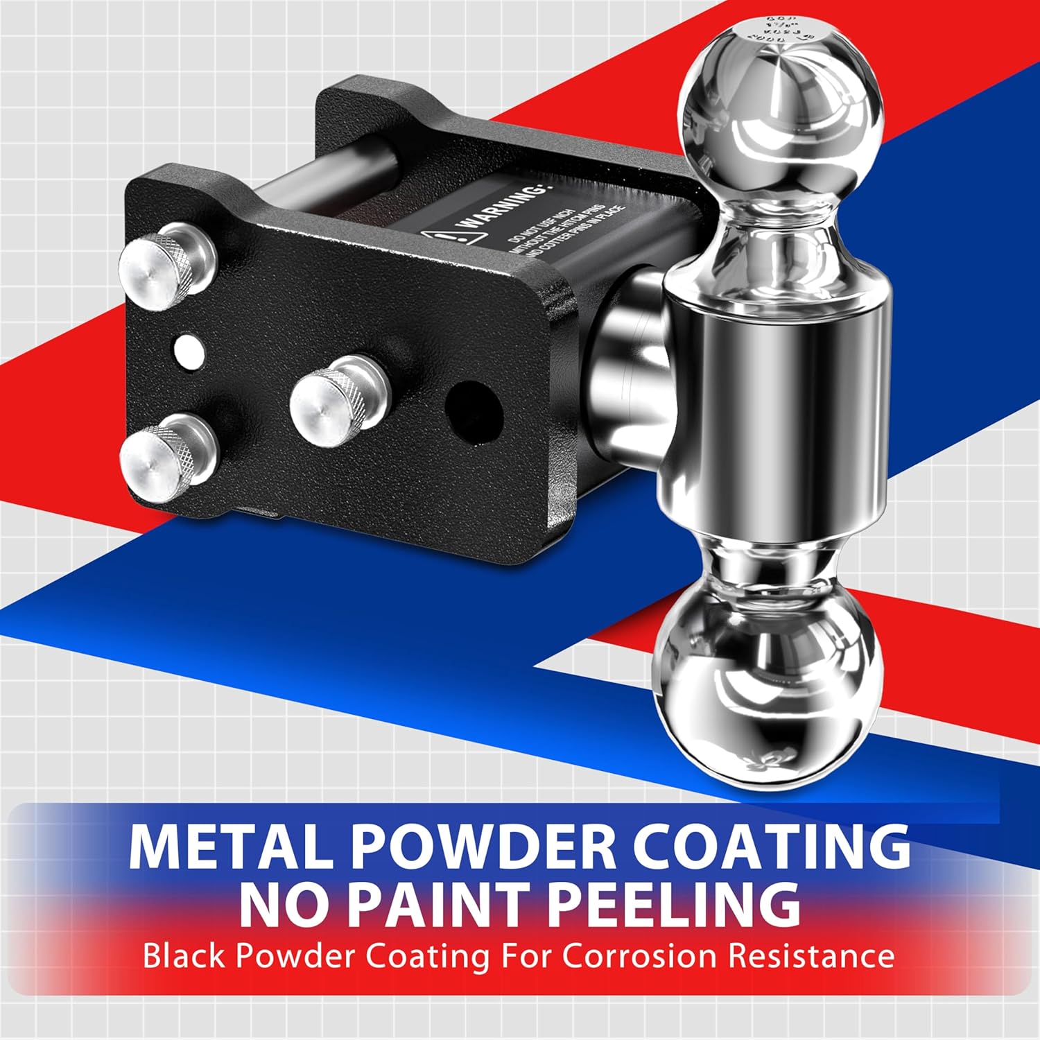 Adjustable Trailer Hitch Ball Mount, Dual Ball (2" x 2-5/16"), Compatible with 2.0" and 2.5" Geteen Trailer Hitches.