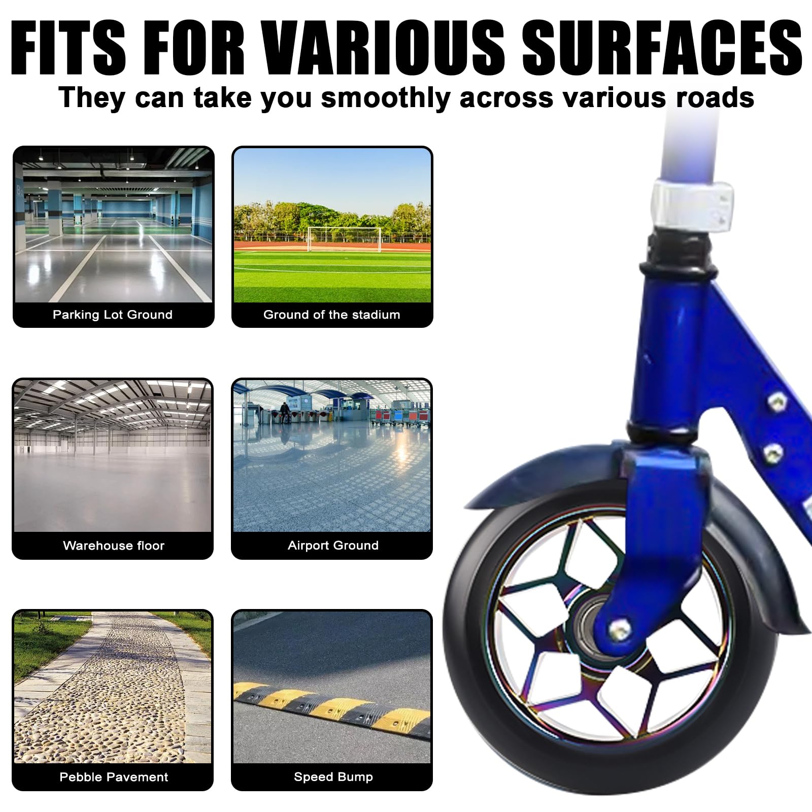 2 roues pour trottinette stunt 110 mm, roues de rechange colorées pour scooter 88A pour stunt avec roulements ABEC-9, roulements en aluminium, roues de rechange compatibles avec tous les scooters