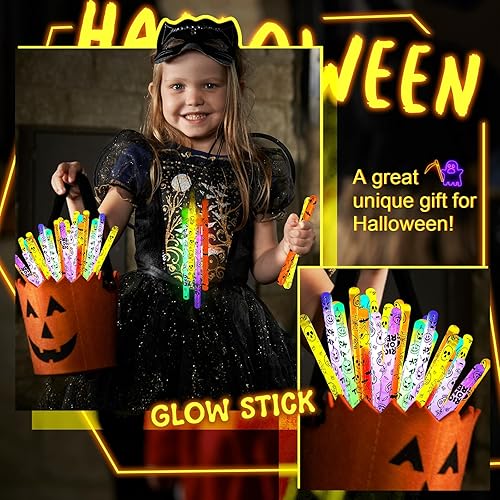 Vista 5 de Lewtemi 48 varitas colgantes para Halloween, palitos brillantes para Halloween, bolsas de regalo de Halloween, suministros de fiesta de Halloween