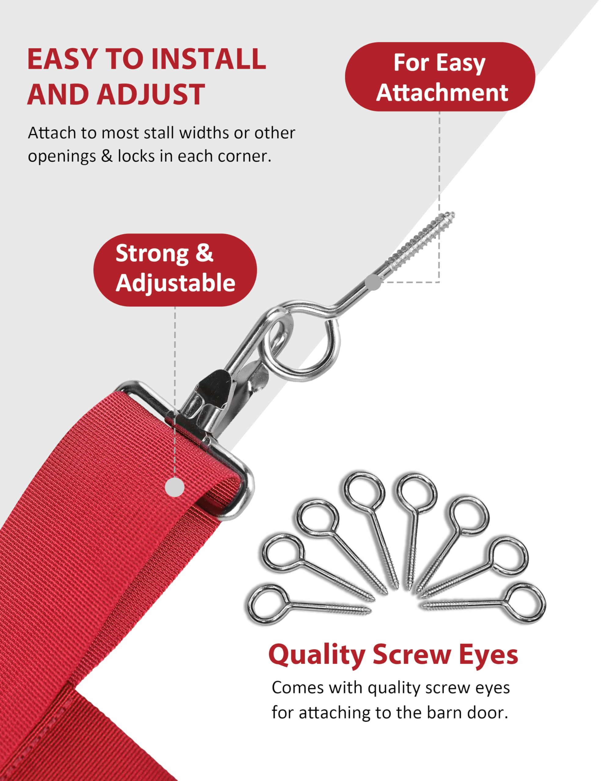 Harrison Howard Protector de malla ajustable resistente de poliéster con 4 listones para caballos, color rojo