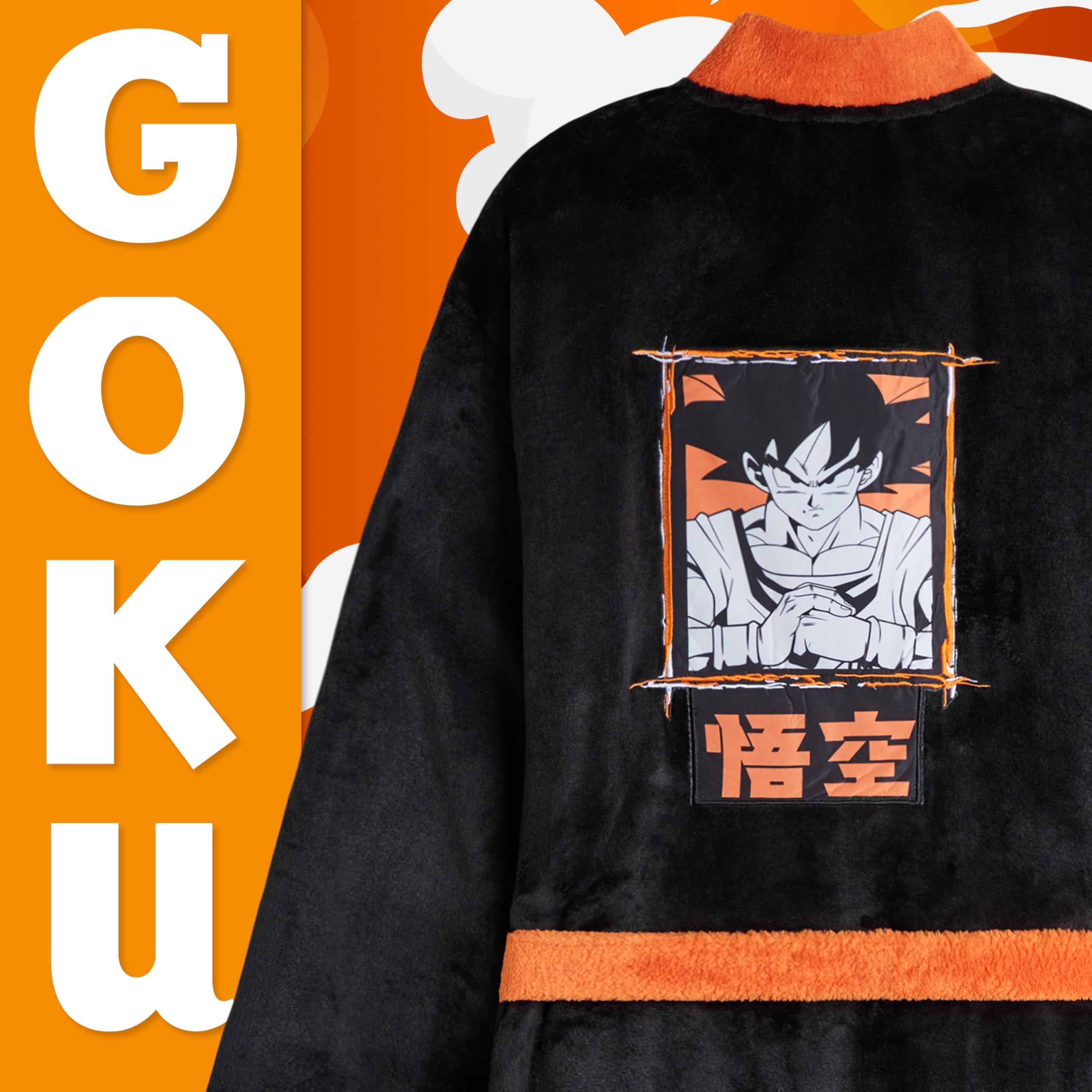 Dragon Ball Z Bata Invierno Hombre con Bolsillos y Cinturón, Bata de Estar por Casa