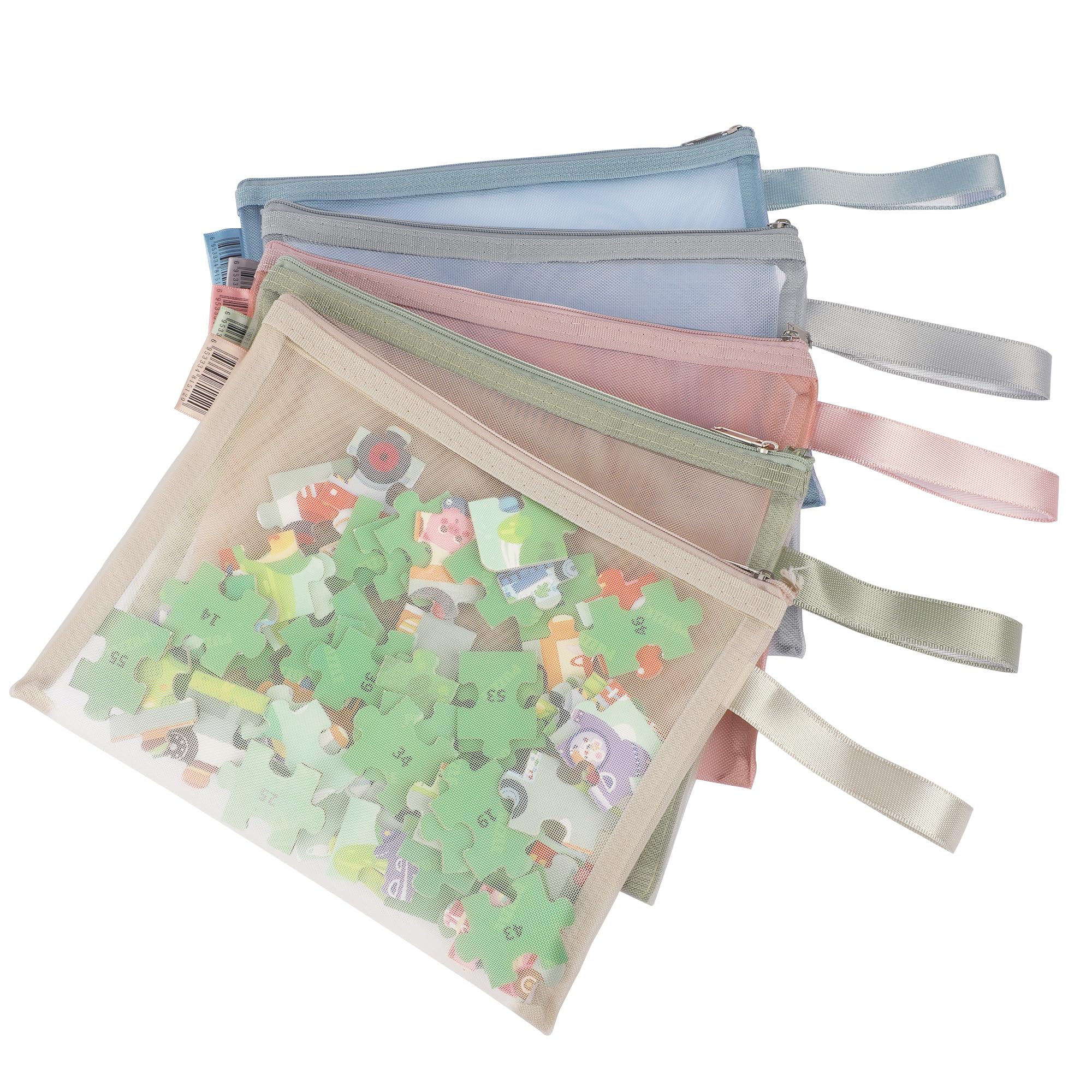 Ipow Kids Toy Storage Bags, 5 Pack A5 Mesh Zipper Pouches with Handle