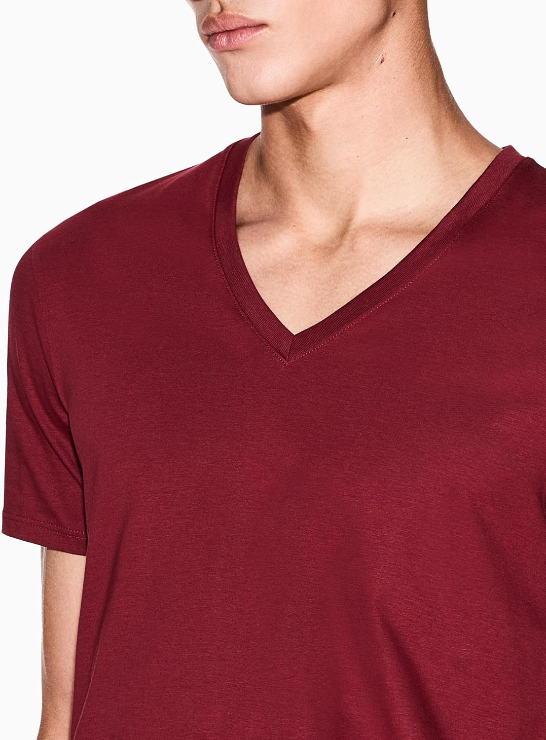 Armani Exchange Men's Basic Pima V Neck Tee, Pomegranate, X-Small - Image 2