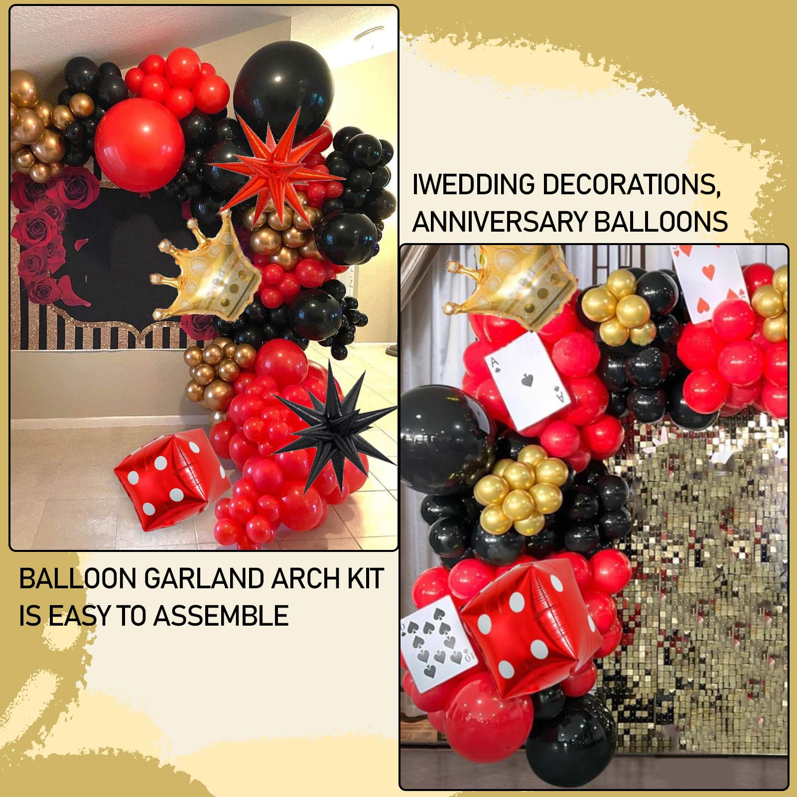 Casino Decoration Anniversaire - 131pcs Deco Fete avec Ballons Rouge