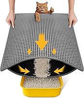 Vista 10 de Tapete para Arena de Gatos-30"X24" Tapete Grande para Caja de Arena Atrapante para Gatitos EVA Diseño de Panal de Doble Capa, A Prueba de Orina e