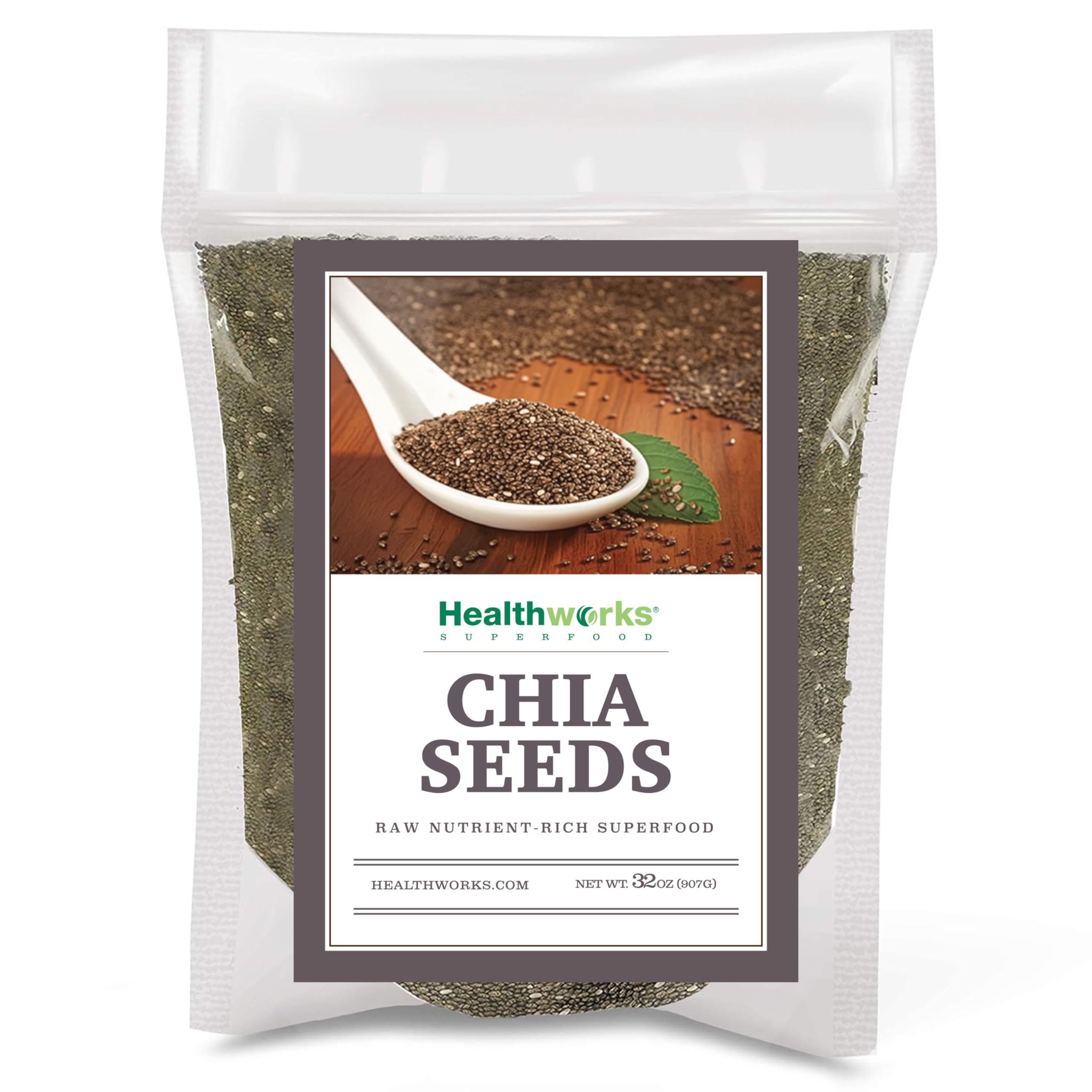 Healthworks Superfoods Raw Chia Seeds - 32 Oz / 2 Lbs - Premium & All-Natural - Contains Omega 3, Fiber & Protein - Great with Shakes, Smoothies & Oatmeal