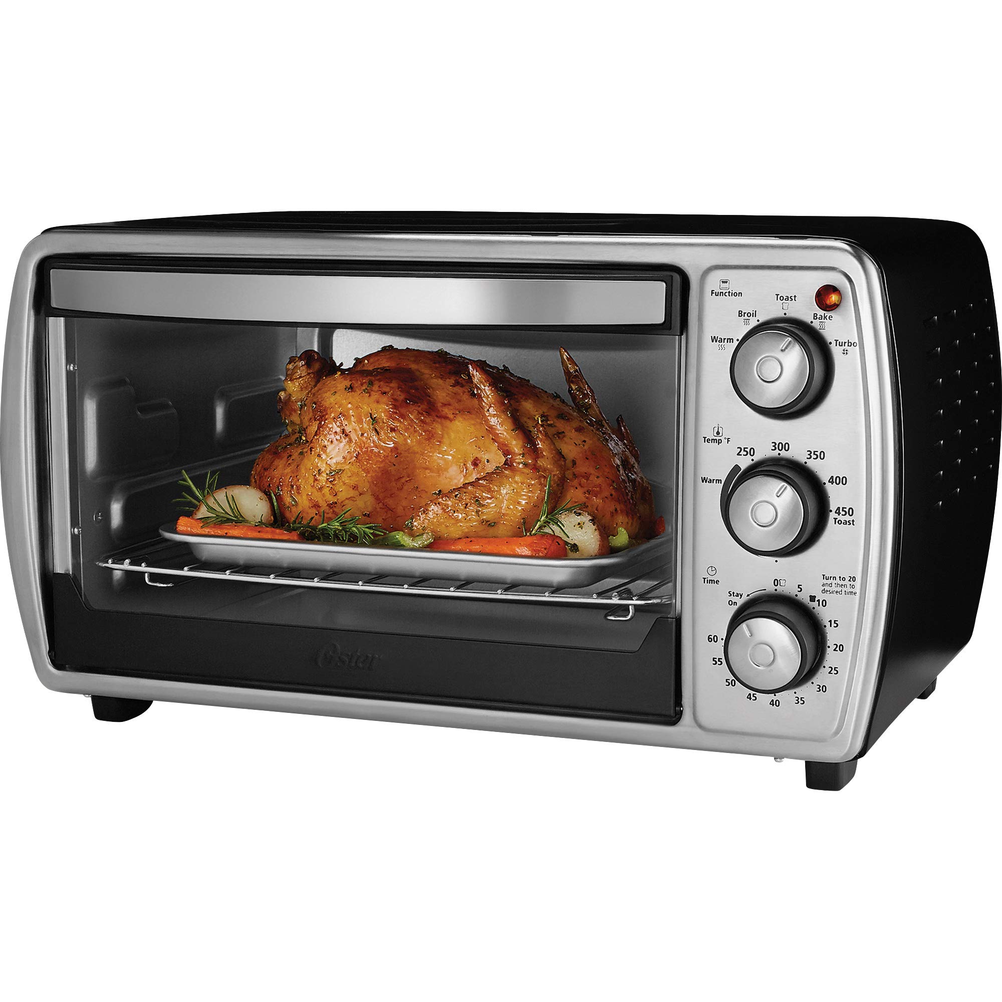 Oster TSSTTVCGBK Convection Countertop Oven with Easy to Use Dial Controls, Silver