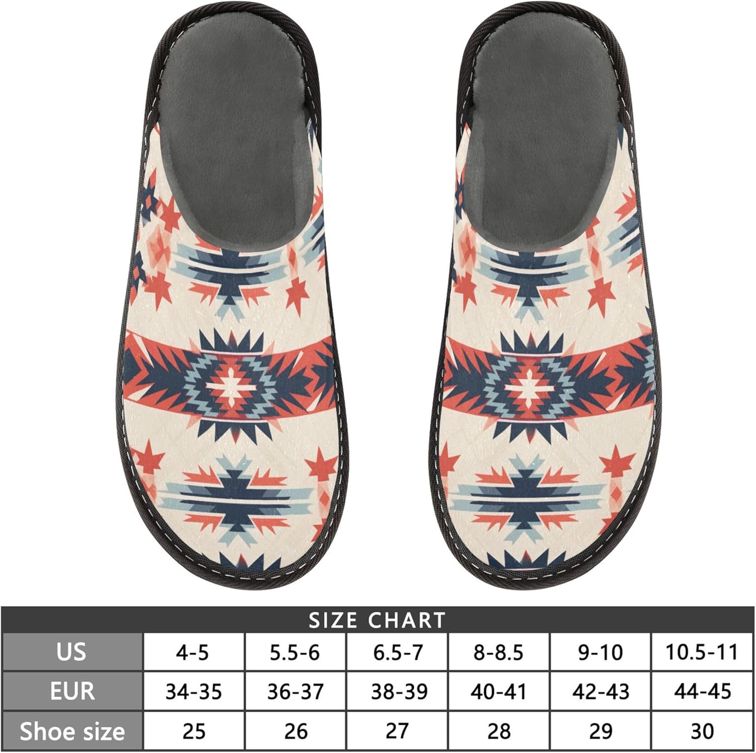 Bohemia Geometry Retro House Slippers – Cozy Fuzzy Slippers for Guests, Washable & Disposable, Perfect for Shoeless Home, Spa & Hotel Use A111465