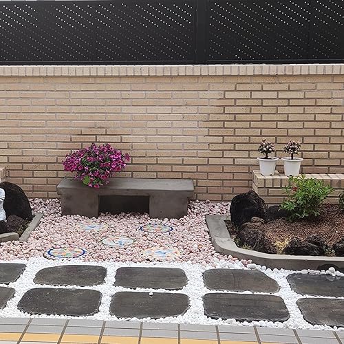 Miniatura 8 de Grava natural blanca BOMCHAN de 20 libras para paisajismo (4 veces lavadas) guijarros para plantas, piedras decorativas para jarrones de jardín,