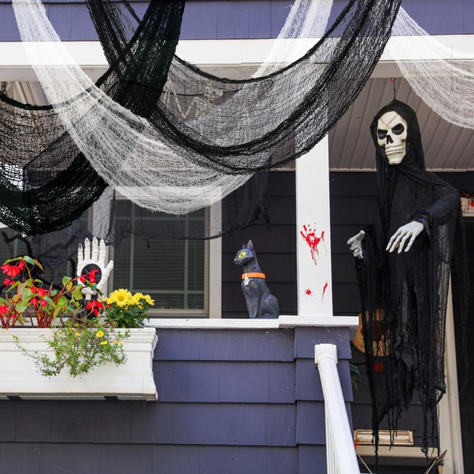 Halloween Dekostoff Schwarz – 800x200 Cm Großes Spuk-Tuch Für Party & Deko