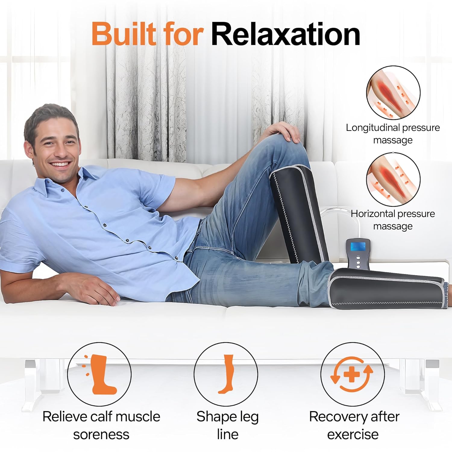 BYWOKY Air Pressure Massager for Blood Circulation & Pain Relief | Calf, Arm, Leg & Foot Massager | 1800mAh Battery | 4 Massage Techniques (Black)