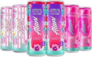 New Alani Energy Drinks Cotton Candy, Hawaian Shaved Ice, Pink Slush Variety Pack Sugar-Free, Low-Calorie, 200mg Caffeine, Energy Boost Drink 12 fl oz (Pack of 6) Repackaged By * Shadow Hunter*