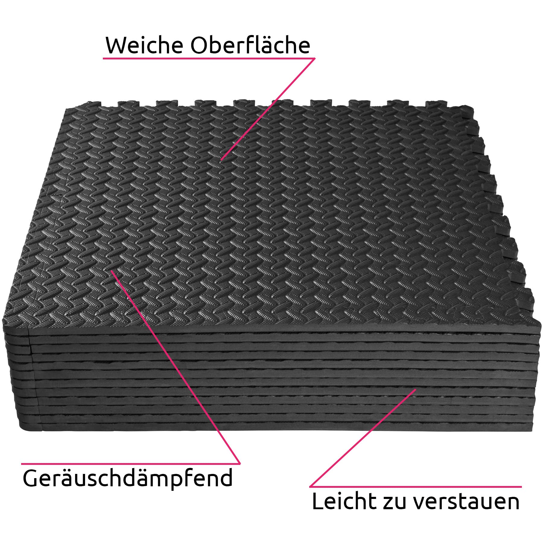 tectake Bodenschutzmatte, Puzzle Matte für den Boden, Schutzmatten für Fitness Übungen, Fitnessgeräte, als Fallschutzmatten indoor, Belag für Garagenboden, dicke Puzzlematten 61cm x 61cm