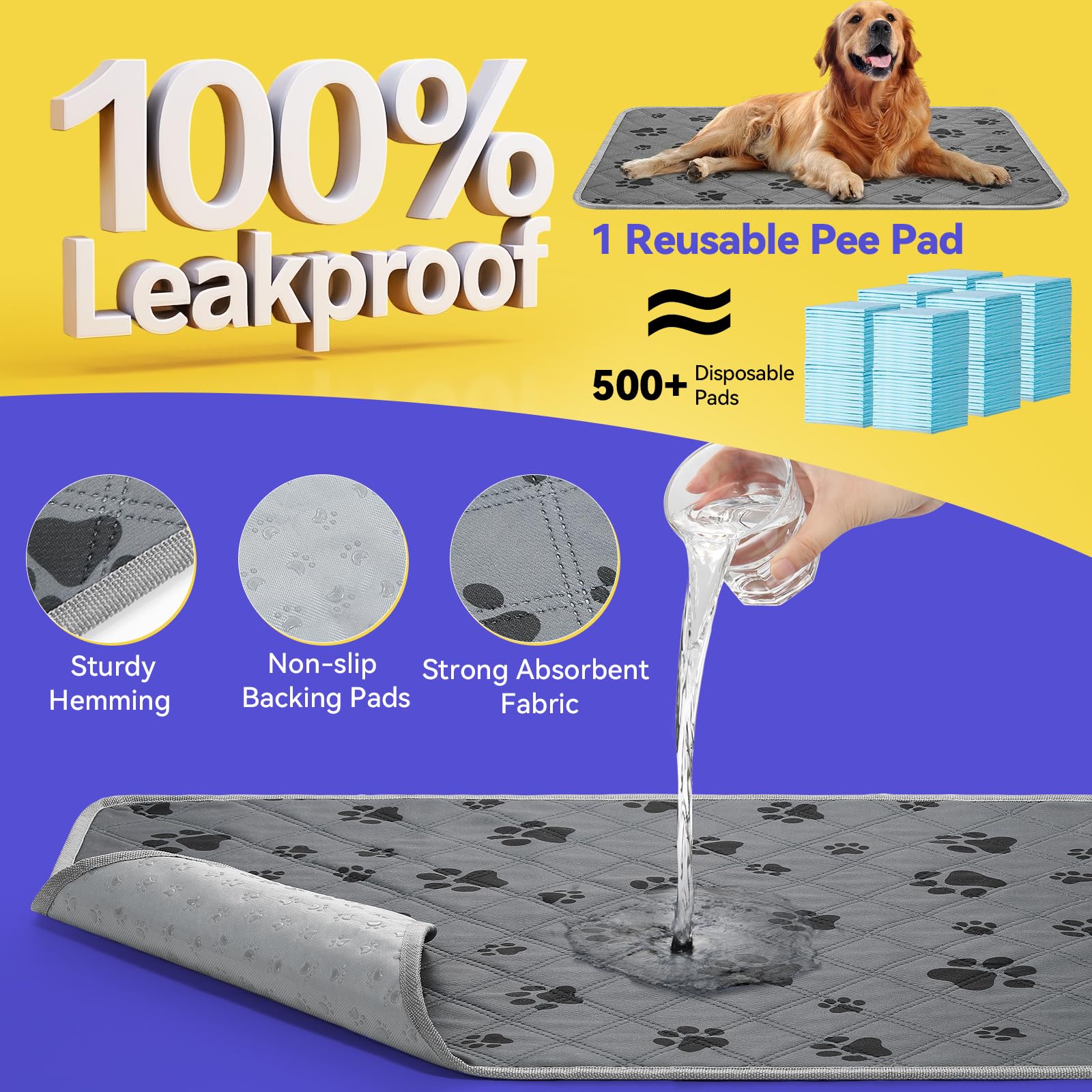 Pawaboo 90 * 60cm Bandeja de Acero Inoxidable con Césped para Perros | Caja de Arena para Perros con 2 Alfombrillas de Césped Artificial Reutilizables, Césped Artificial para Perros Lavable