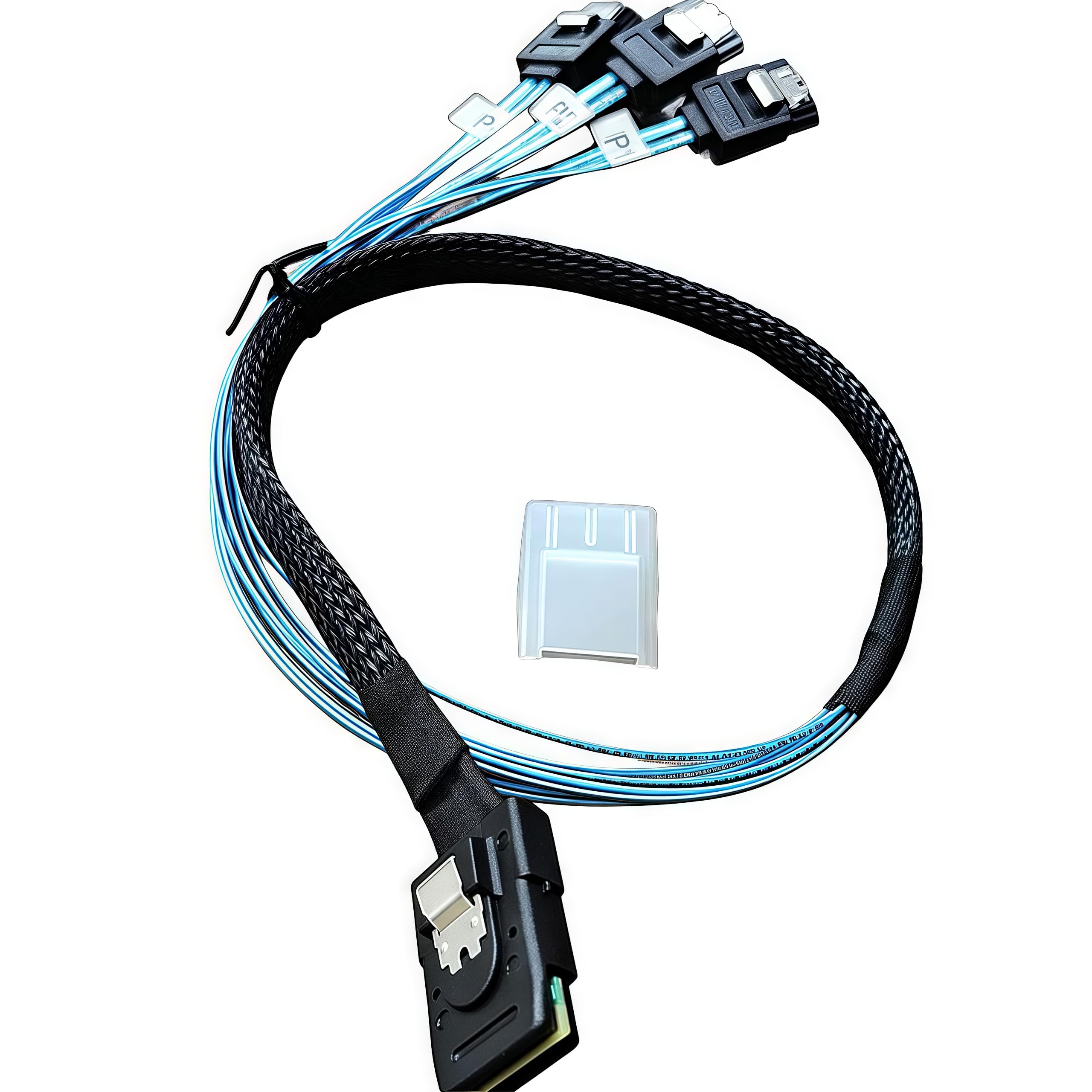 2PCS SFF-8087 a 4 × SATA Forward Breakout Cable 1.6ft/0.5m - Mini SAS 36-Pin a 4×7-Pin SATA III 6Gbps, Chiusure di bloccaggio, Intrecciate - per LSI/Broadcom HBA 9211-8i 9207-8i, NAS Server HDD