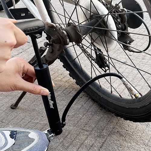 Miniatura 6 de NAUFLEX Mini bomba de bicicleta para válvula Schrader y Presta incluyendo aguja de bola - Bomba de aire de bicicleta portátil y compacta 6 bar