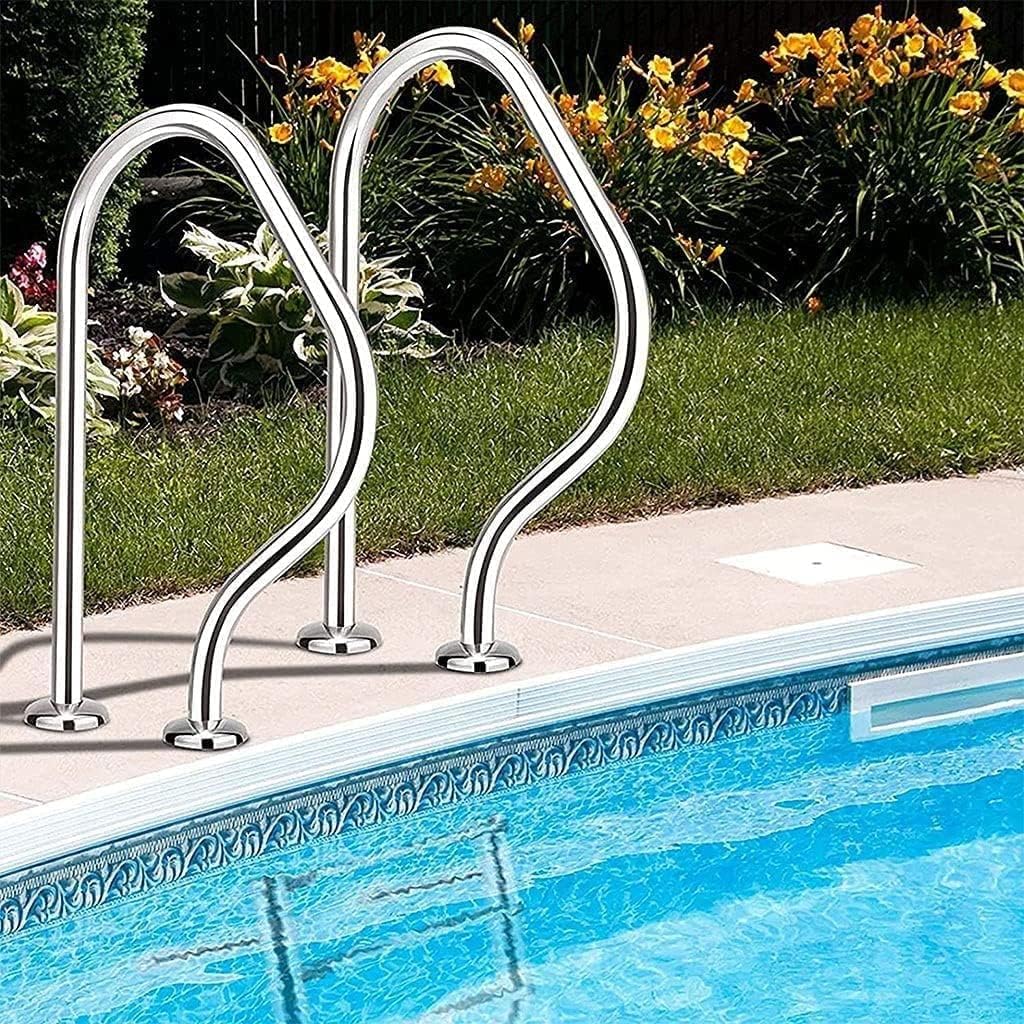 Pool il Handle Grab Rails Swimming Pool Rail Pool Railing Swimming Pool Stair Rail,Swimming Pool Stair Rail W/Base Plate,Easy Mount Hand Grab Rail