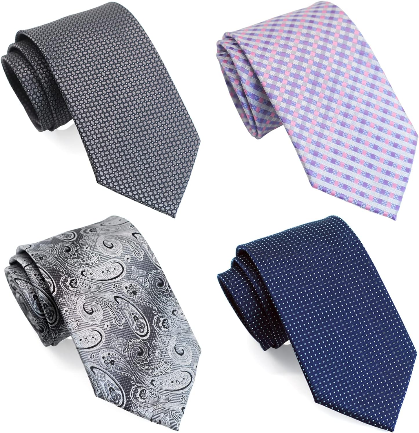 Extra Long Ties for Men Big and Tall, 63 or 70 inch Long Neckties 4-Pack