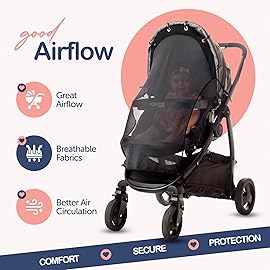 IntiMom Stroller Sun Shade - Universal UV Protection Cover for Strollers Sunshade with See Through, Clip-On Sun Blocker, Sun Shield for Baby, Breathable Adjustable Fit, Full Coverage, L Black