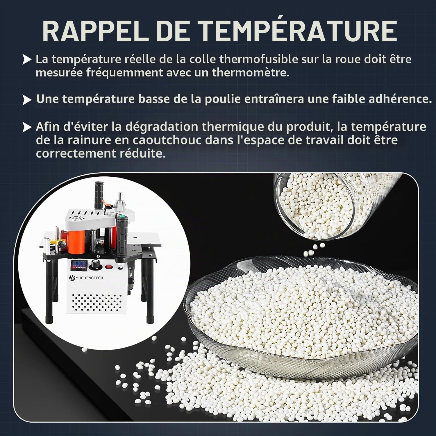 YUCHENGTECH Granulés de Colle pour Placage de Chants Blanche 5kg | Spécialement pour Plaqueuse de Chants,Température de Fonctionnement 150-180 °C,Valeur de Viscosité : 40000-48000mpa.s