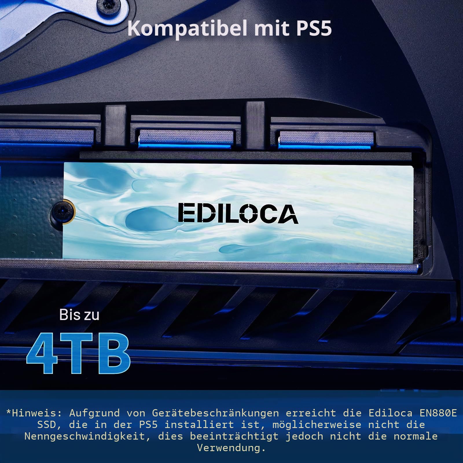 Ediloca EN880E SSD 2TB NVMe SSD M.2 PCIe Gen4, Interne SSD, bis zu 7100 MB/s, Internes Solid State Drive, dynamischer SLC-Cache, kompatibel mit PS5 und PC