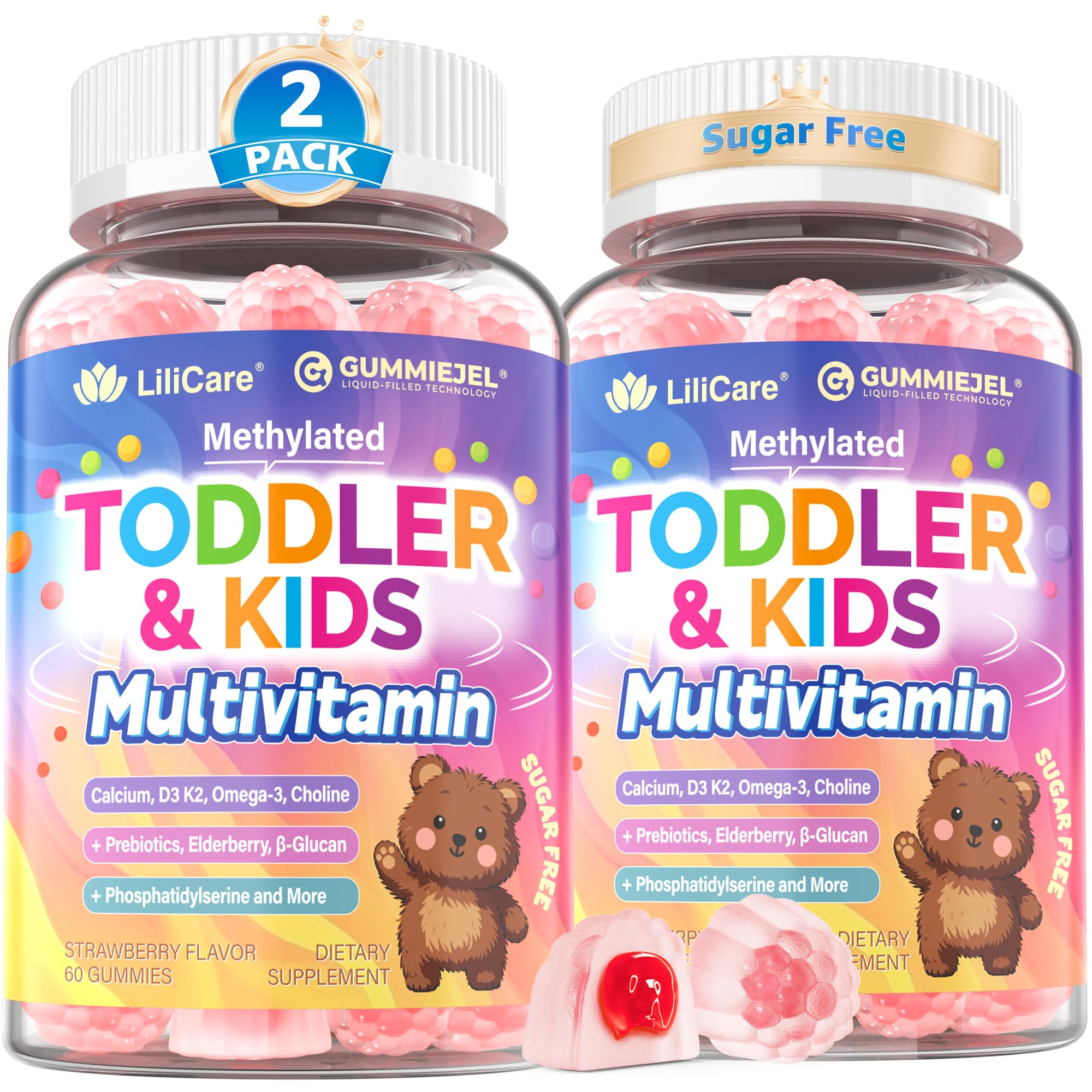 Toddler 2-3 & Kids 4+ Multivitamin Gummies w/ Iron, Omega-3, ARA, Calcium, Prebiotic, Methylated Picky Eater Vitamins for Kids 2+ Growth & Development | Vitamin C, D3 K2, B12, Methylfolate, Sugar Free — Amazon image 10