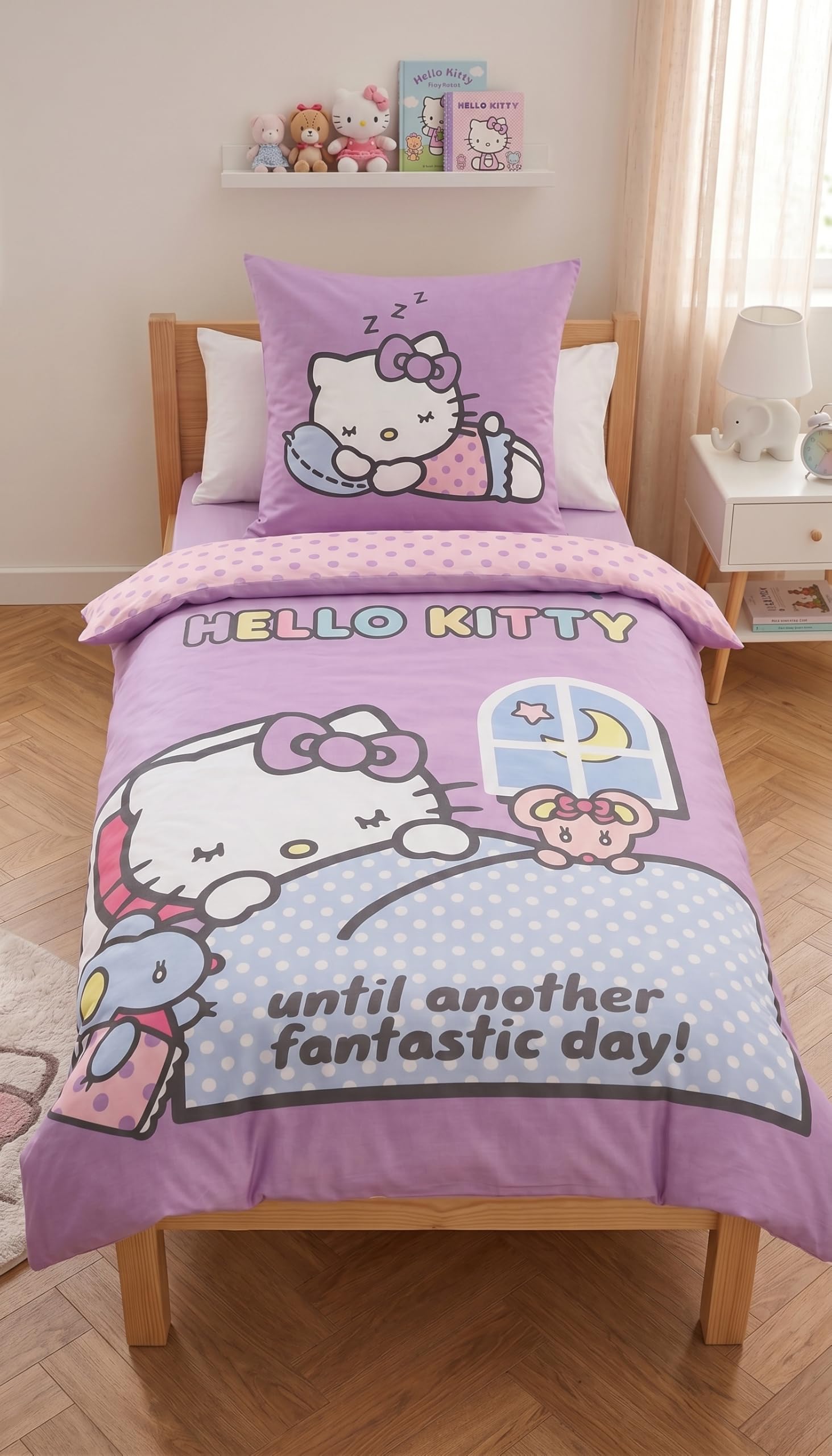 Housse de couette Hello Kitty réversible en pur coton hypoallergénique