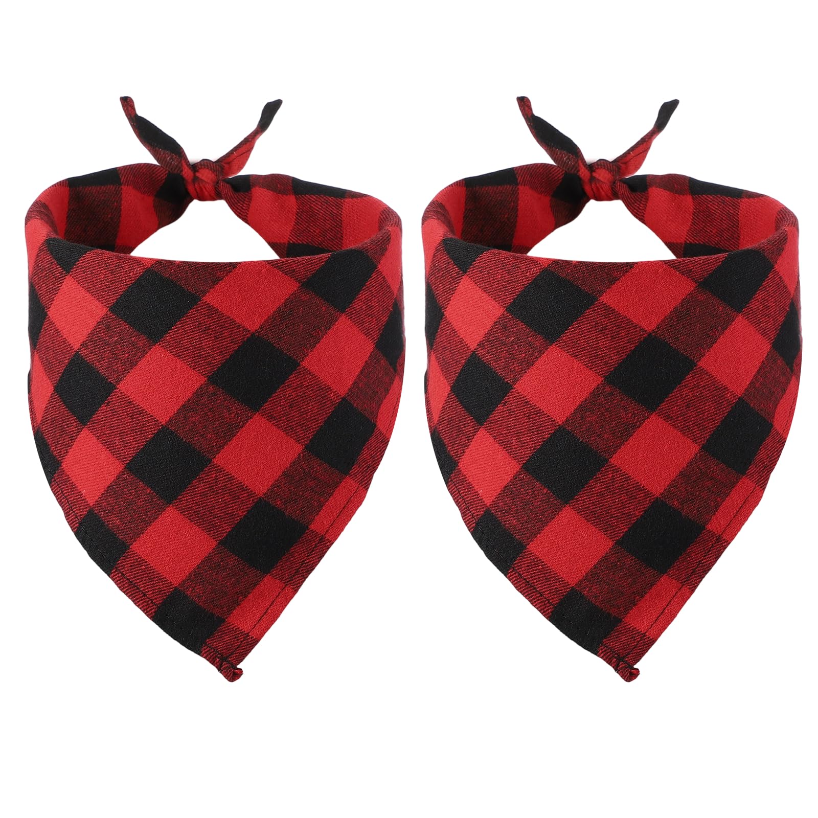 PATIKIL Dog Bandana, 48 x 34 cm Cat Scarf Buffalo Plaid Printing Triangle Handkerchief Accessories Adjustable Bibs Washable, (Red), Intended for Small Medium, Large Pet/Puppies — image 1