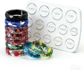 CCVOCION Silicone Epoxy Resin Ring Molds - 14 Sizes (4-17) with Markers, Slim 5.5x2mm for DIY Rings, Earrings, Pendants & Crafts