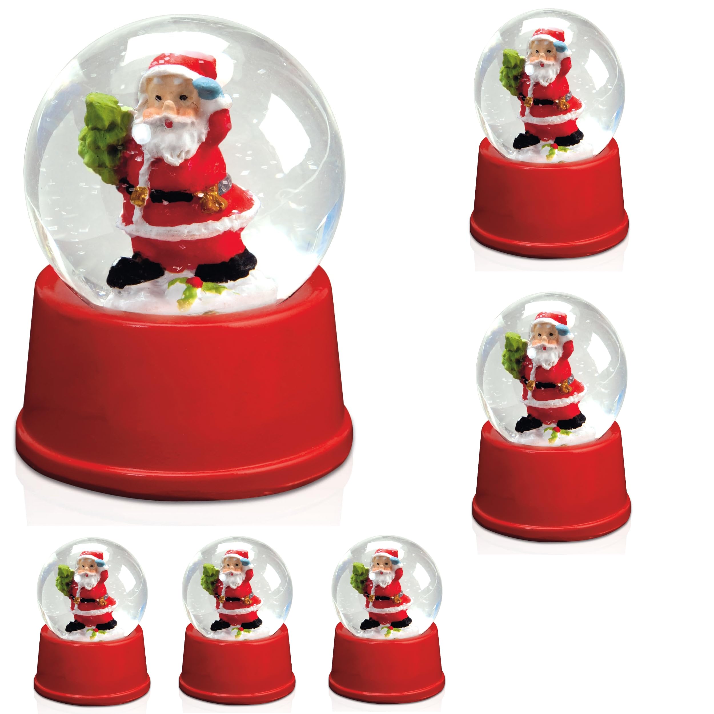 6 palline di neve con figura di Babbo Natale Snowdome Ornamenti a sfera di neve come decorazione o pensierino di Natale Babbo Natale Avvento Natale X-Mas