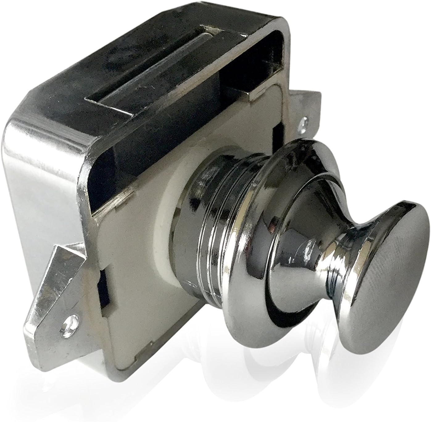 AMT Package of Five Cabinet Lock Keyless Push Button Cabinet Latch for Rv/Motor Home, Cupboard, cabinets and Doors