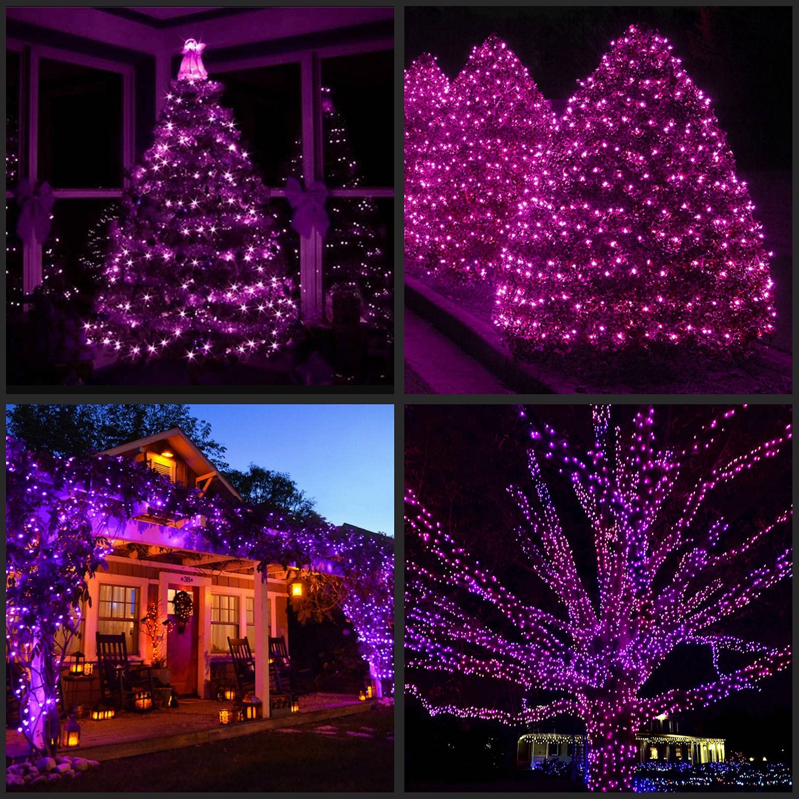 YULETIME 200 Purple Christmas String Lights, 2-Set 33 ft 100 ct