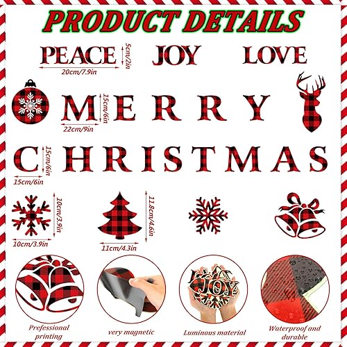 Miniatura 2 de Kanayu 32 piezas de imanes de Navidad para puerta de garaje, imanes de puerta de garaje que brillan en la oscuridad, calcomanías magnéticas