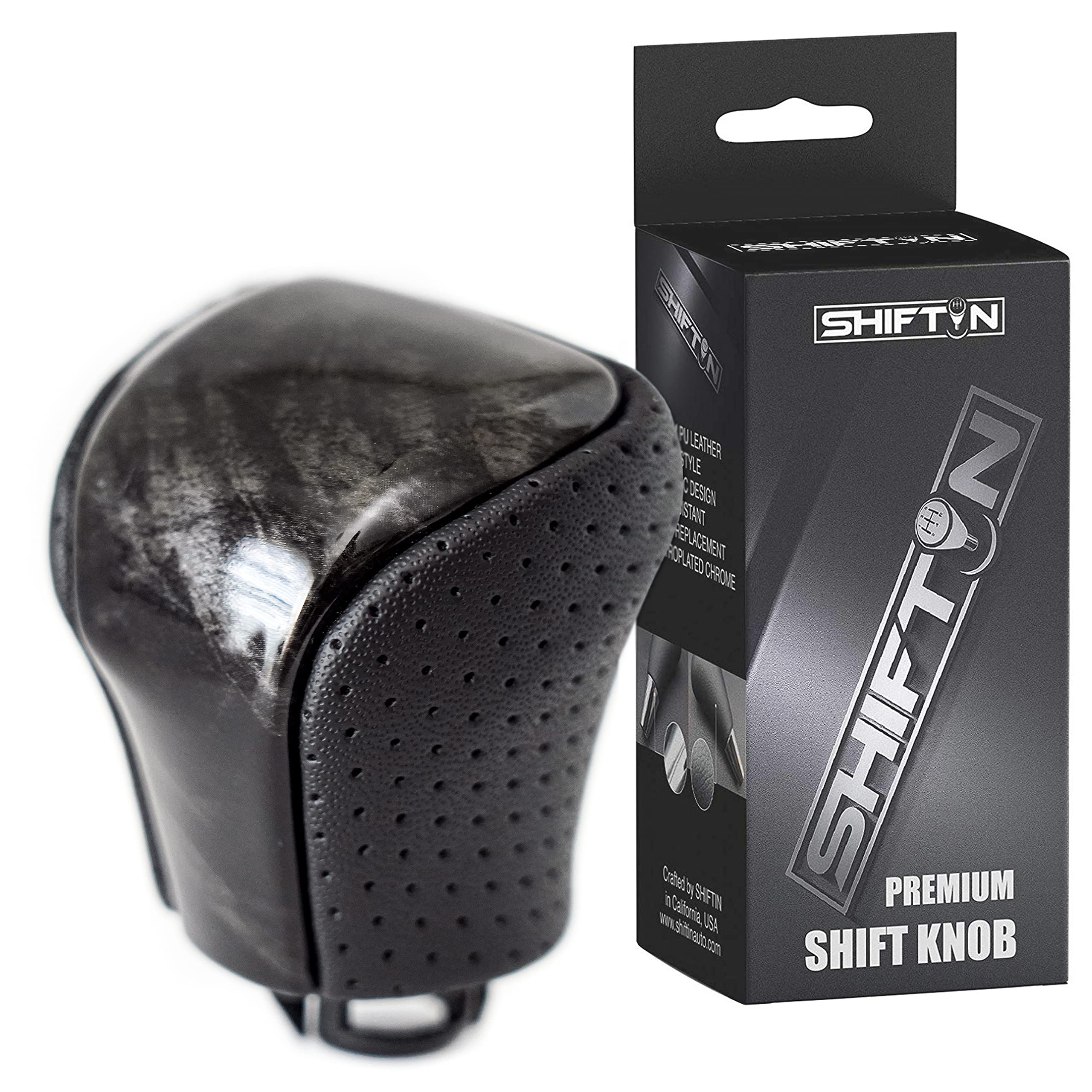 SHIFTIN Leather & Carbon Fiber Wood Trim Gear Shift Knob Gearbox