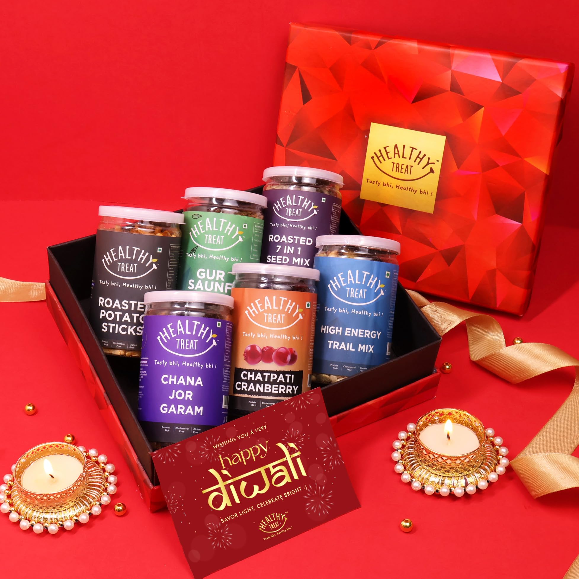 Healthy Treat Munch Diwali Gift Hamper | Healthy Snacks Gift Box with Greeting Card | Diwali-Gifting | Diwali's Gift Box | Wholesome Corporate Gifting | Healthy Snacks Gift Hamper for Gifting