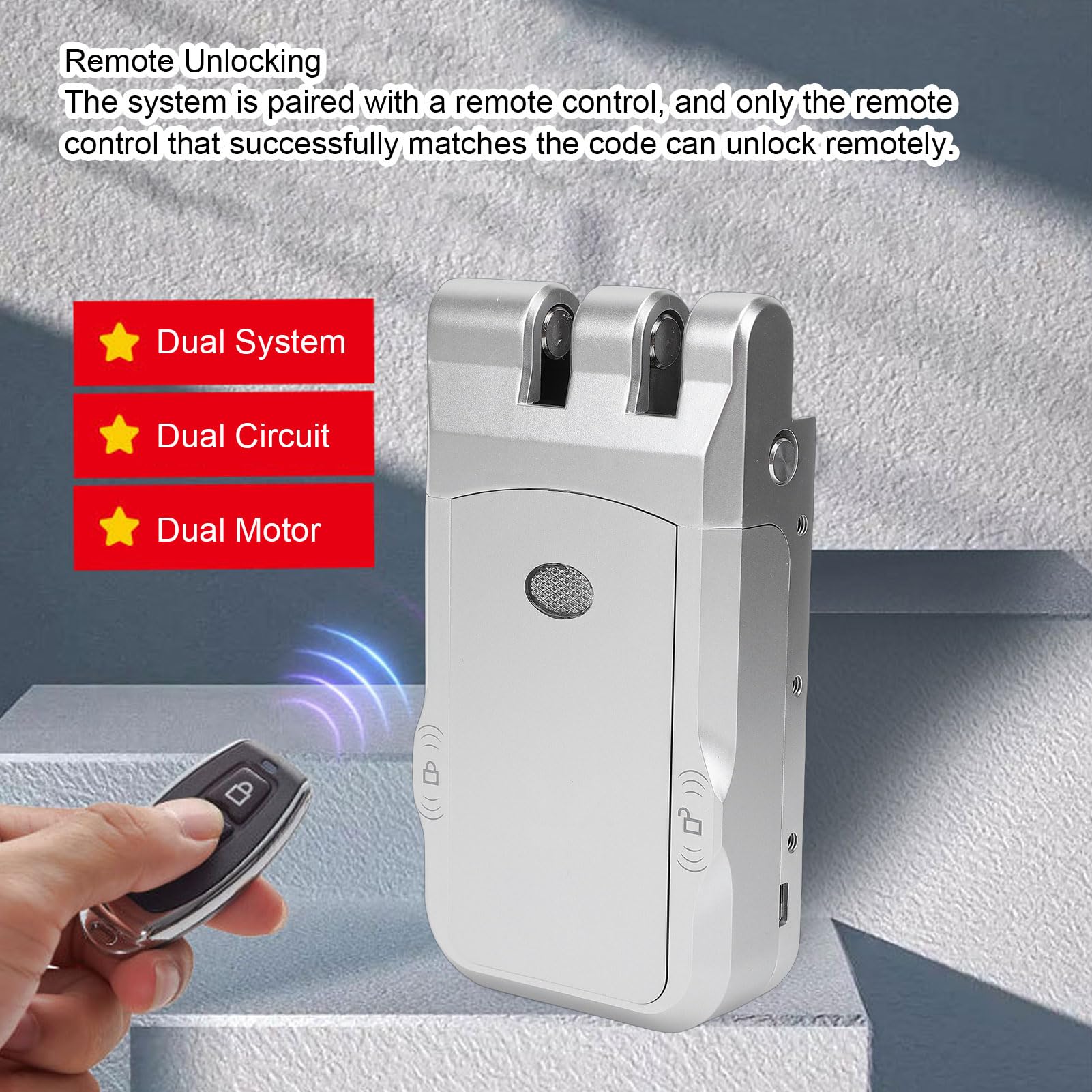 Asixxsix Cerradura electrónica sin llave invisible, Cerradura inalámbrica inteligente de huellas digitales Bluetooth con 2 Mando a distancia para Tuya para Casa Apartamento (Plata)