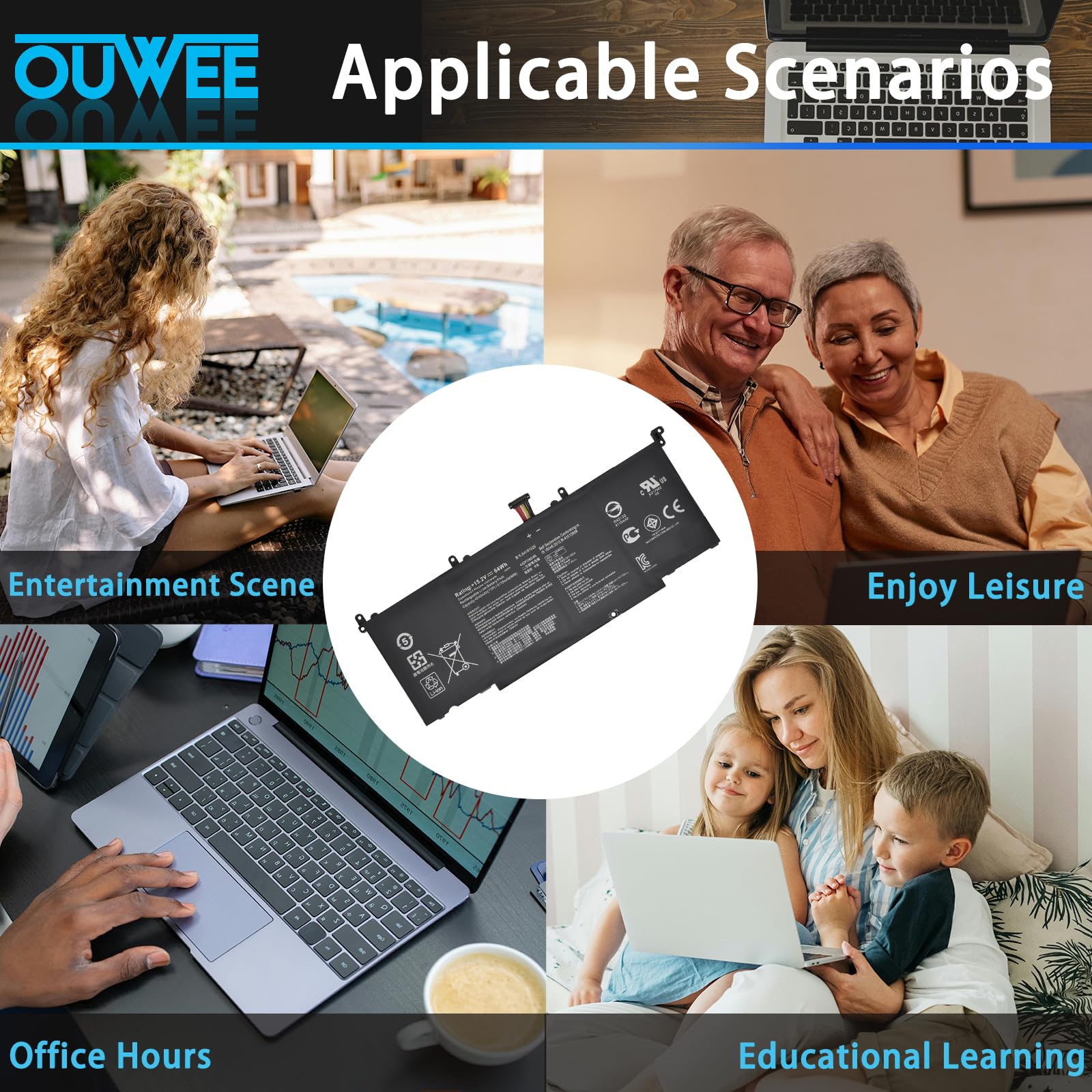 CRLYLC 64Wh B41N1526 Batería De Para Portátil ASUS G502V G502VM G502VT FX502V FX502VD FX502VE FX60V FX60VM ROG Strix GL502V GL502VT GL502VM GL502VMK GL502VMZ S5V S5VM ZX60V FX502VM-FY361T Battery